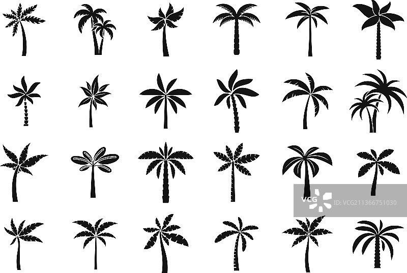 简约夏威夷棕榈树图标集图片素材