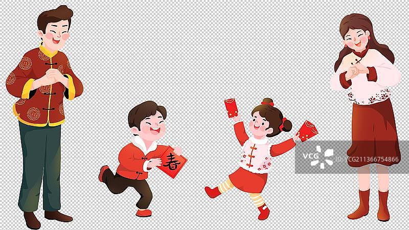 春节拜年拿红包作揖元素图片素材