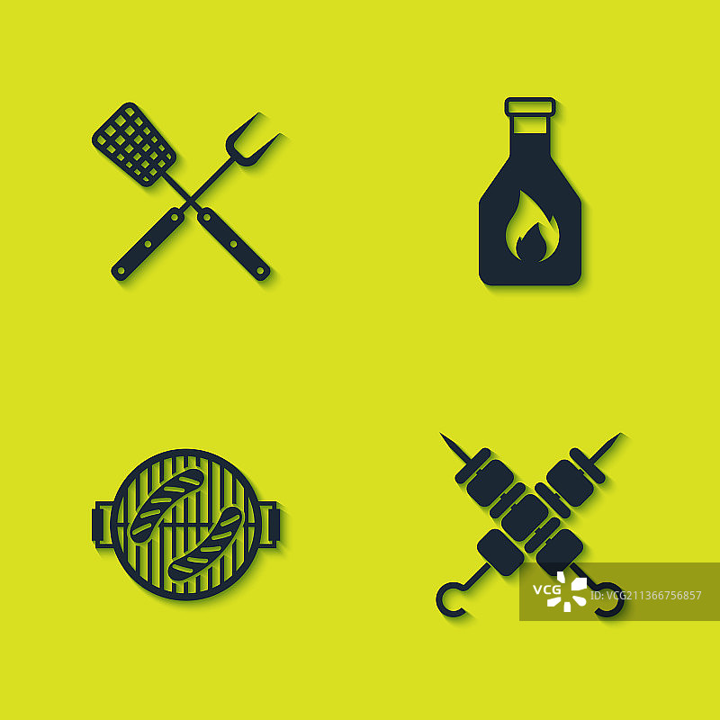 交叉叉子铲子烤肉串图案图片素材