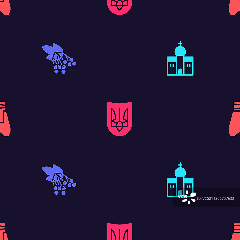 教堂建筑、荚蒾与乌克兰元素图片素材