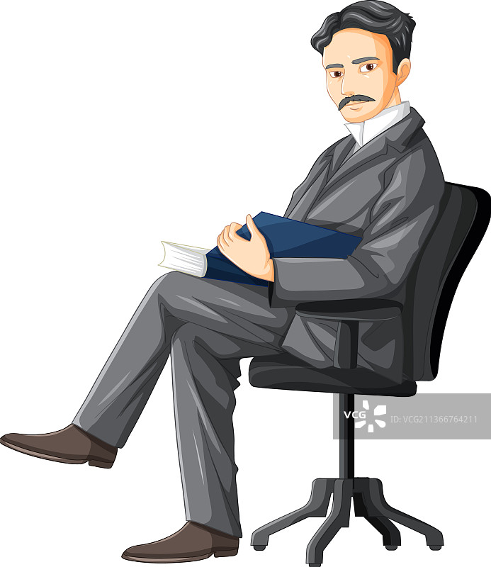 尼古拉·特斯拉卡通人物白色背景图片素材