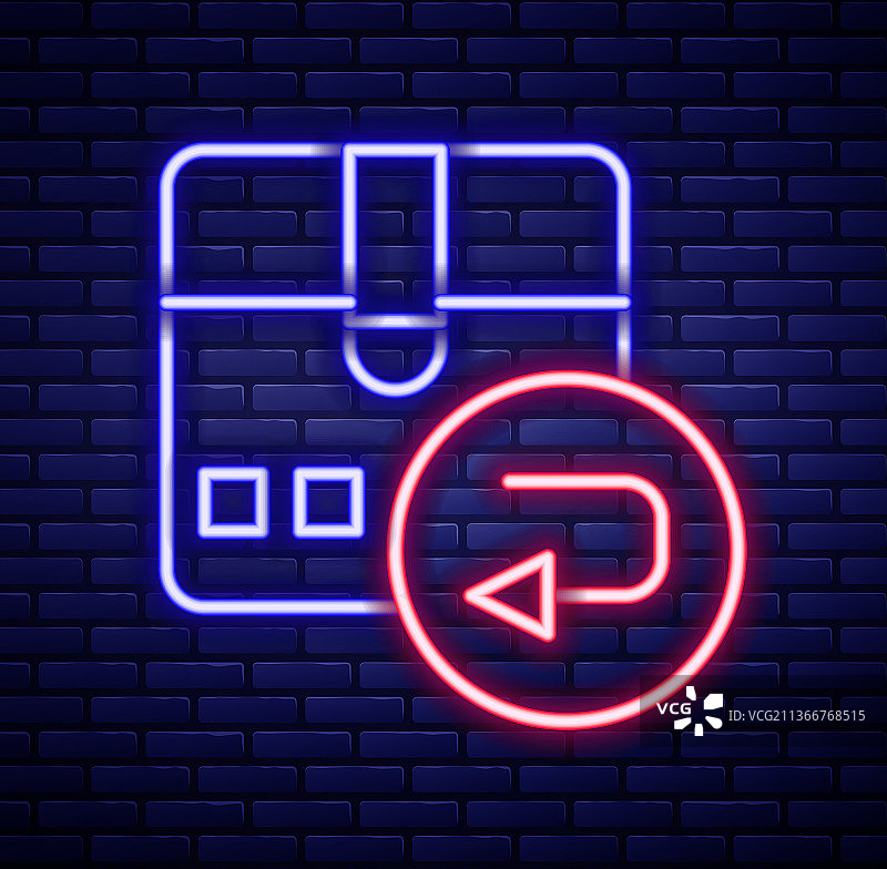发光霓虹灯线退货纸板箱图标图片素材