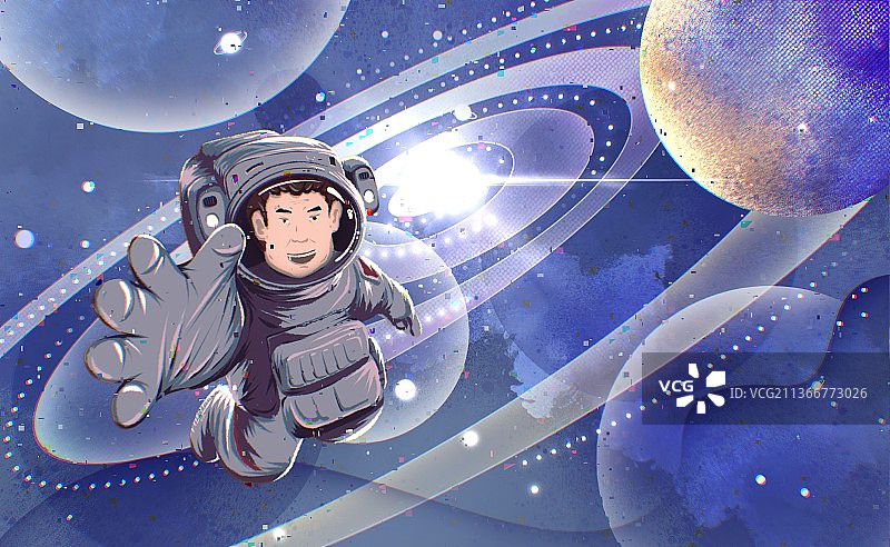 宇宙和宇航员科技插画图片素材