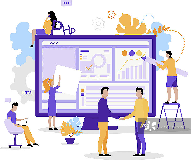 网页开发公司扁平概念图片素材