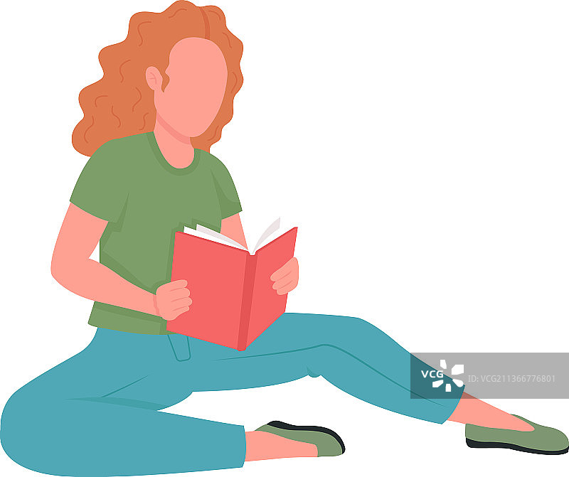 扁平风格的无脸女人在看书图片素材