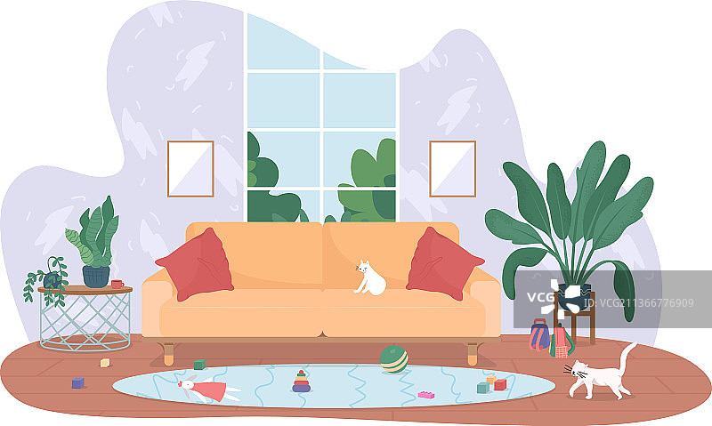 带有儿童玩具的客厅2D网页banner海报图片素材