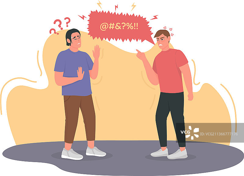 愤怒的男人咒骂的2D网页banner海报图片素材