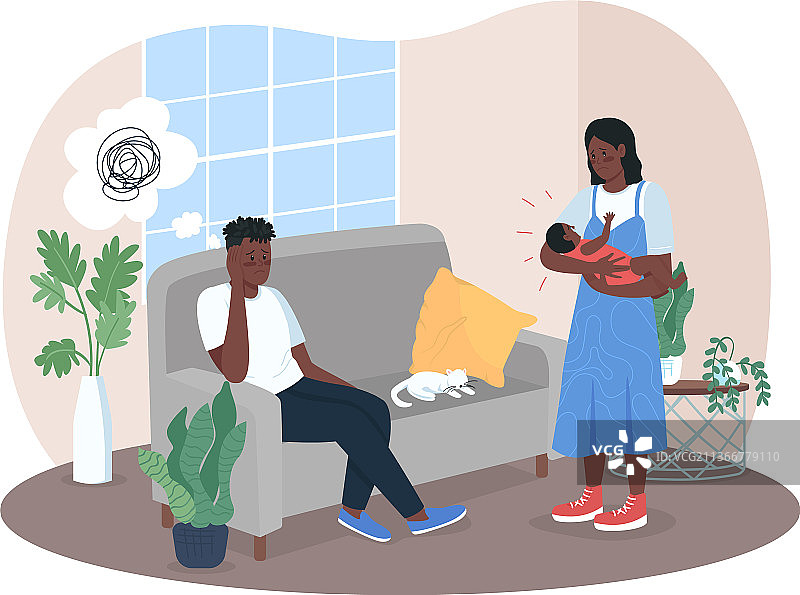 产后抑郁症2D网页横幅海报图片素材