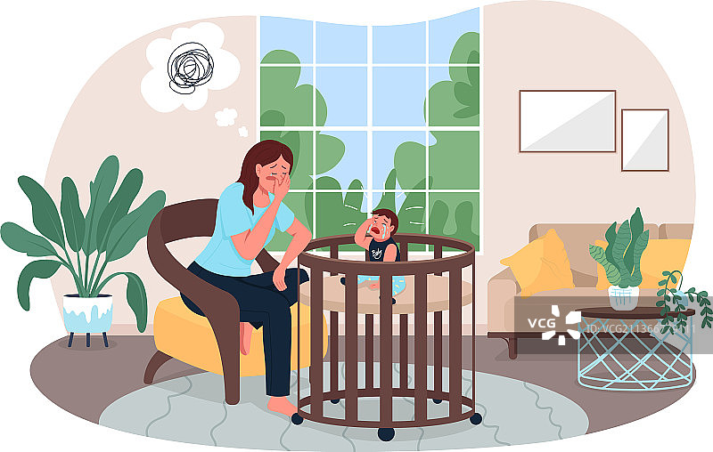 疲惫的母亲 2D网页banner海报图片素材