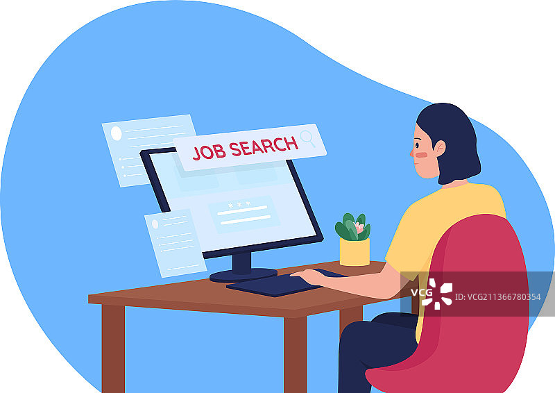 扁平风格在线求职概念图片素材