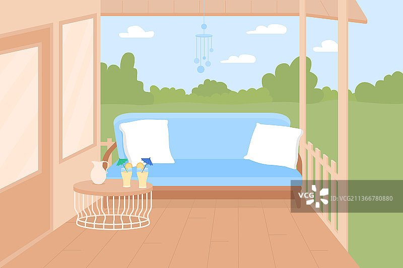 后院露台扁平风格图片素材