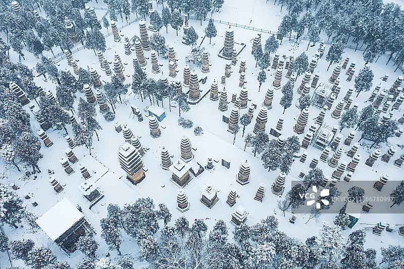 河南嵩山少林寺塔林雪景图片素材