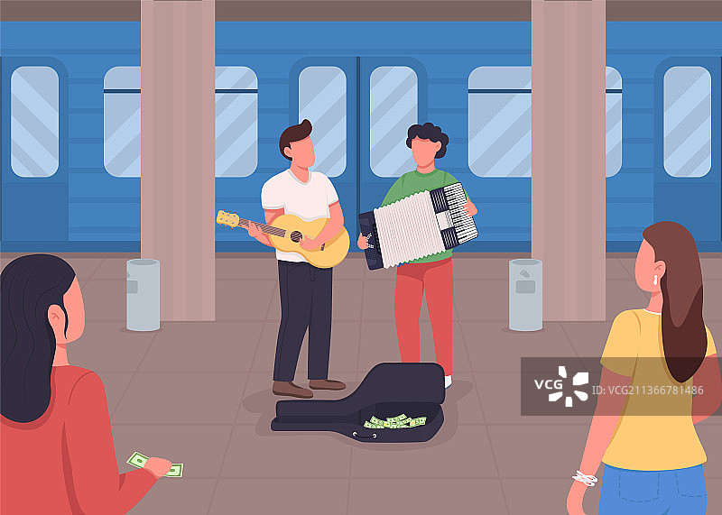 地下音乐扁平风插画图片素材