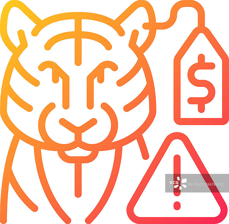 野生动物走私渐变线性图标图片素材