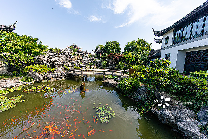 江苏苏州木渎古镇古松园图片素材