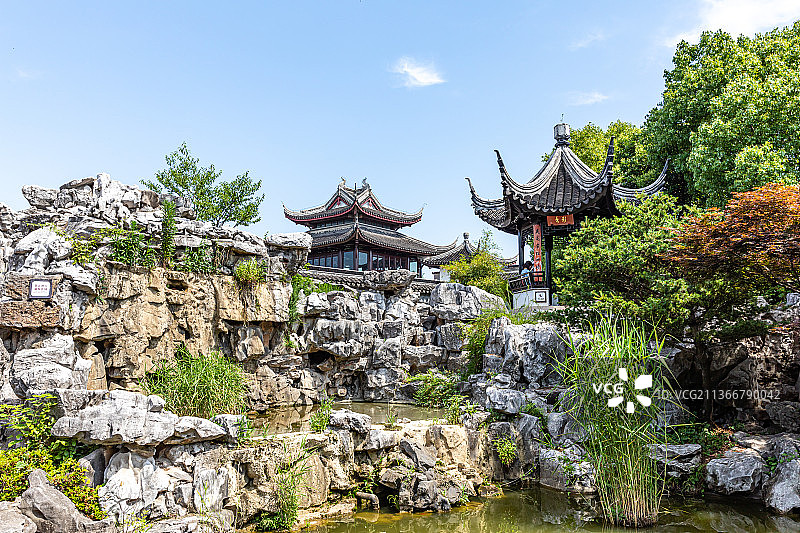 江苏苏州木渎古镇古松园图片素材