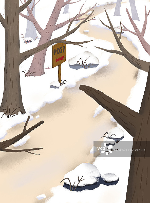 雪地小路图片素材