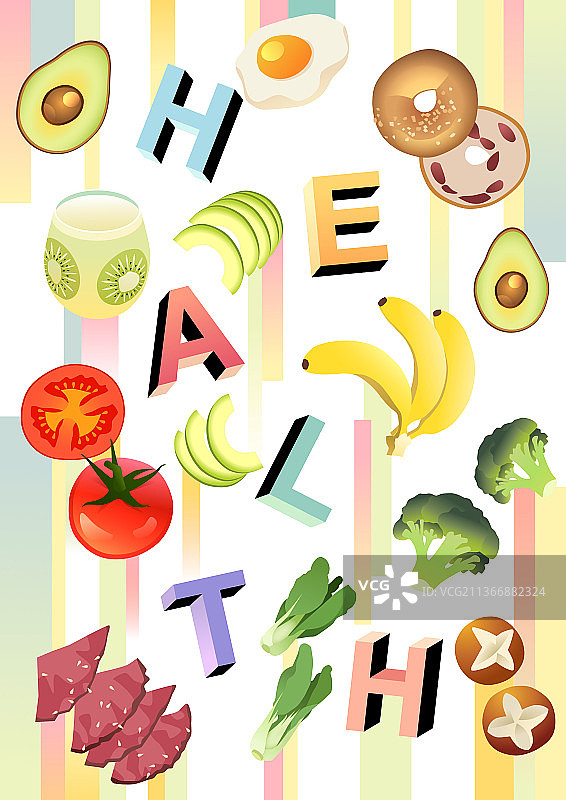 健康食物散落画面图片素材