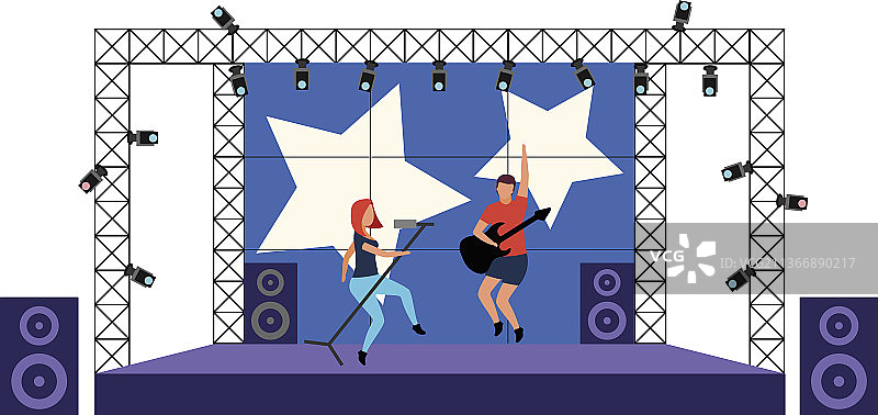 摇滚音乐会扁平概念图片素材