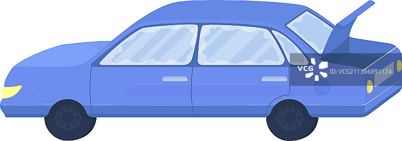 蓝色轿车半扁平颜色物体图片素材