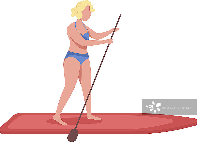 手持浆板站立的女性半扁平风图片素材