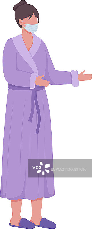 戴着半扁平面罩的生病女人图片素材