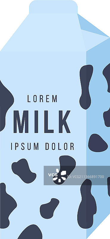 奶牛牛奶盒半扁平彩色物体图片素材