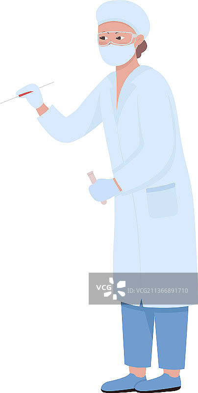 实验室工作人员采集血液样本（扁平风）图片素材