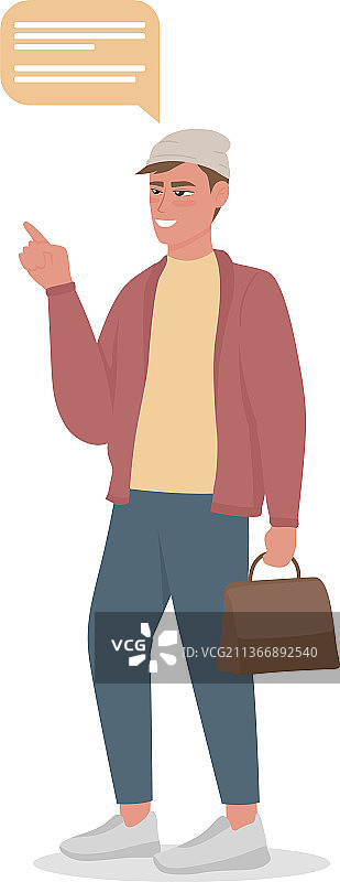 半扁平风格的强迫性男性健谈者图片素材