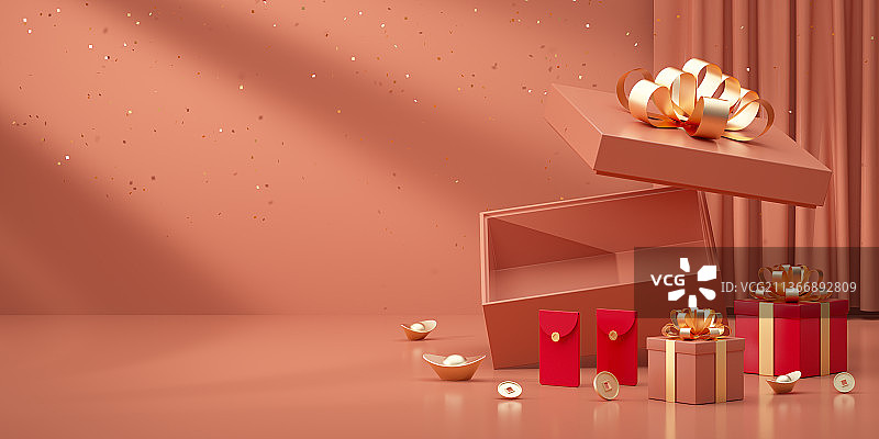 产品展台春节喜庆节日场景背景图片素材