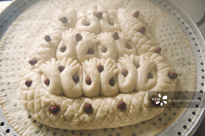 过年蒸好的枣花馍图片素材