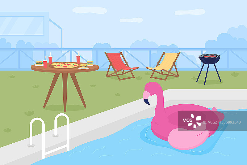 户外派对扁平色虚拟主机图片素材