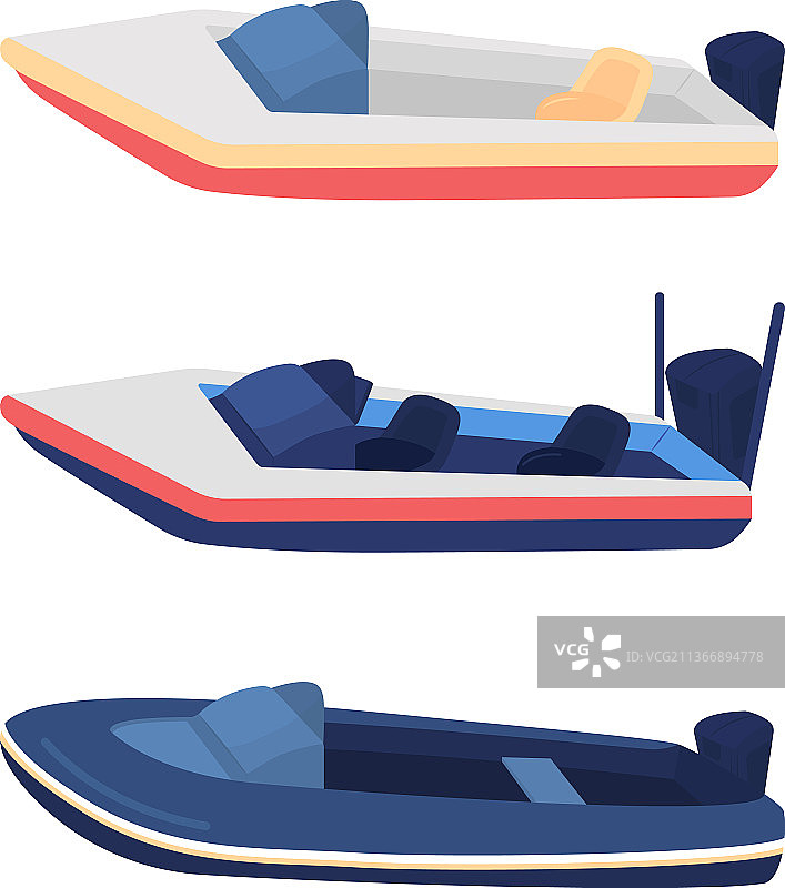 渔船半扁平色彩对象合集图片素材