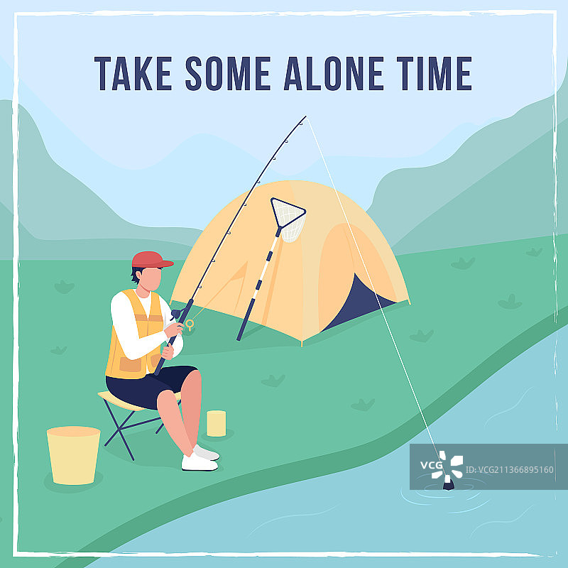 露营和钓鱼社交媒体帖子模型图片素材