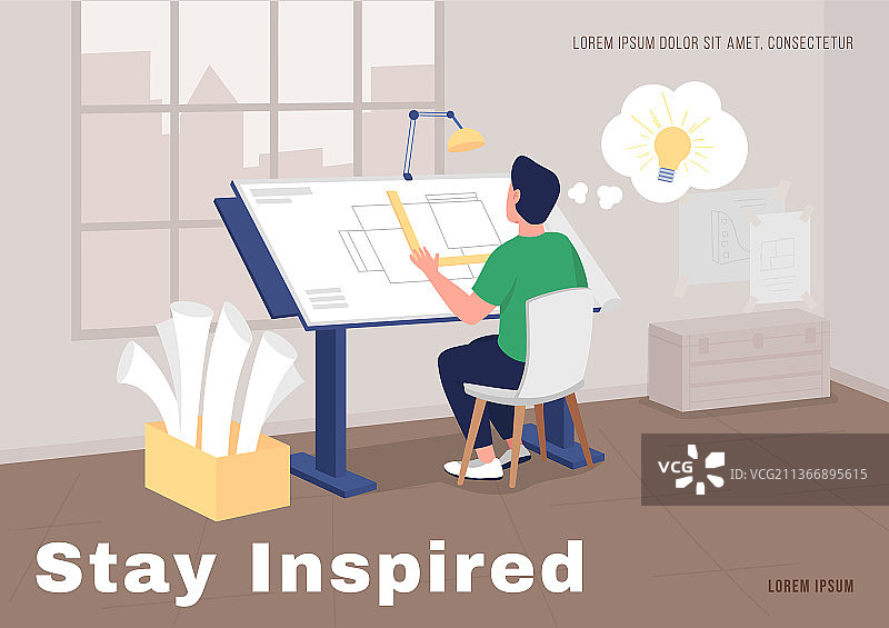 建筑师工作海报扁平模板图片素材