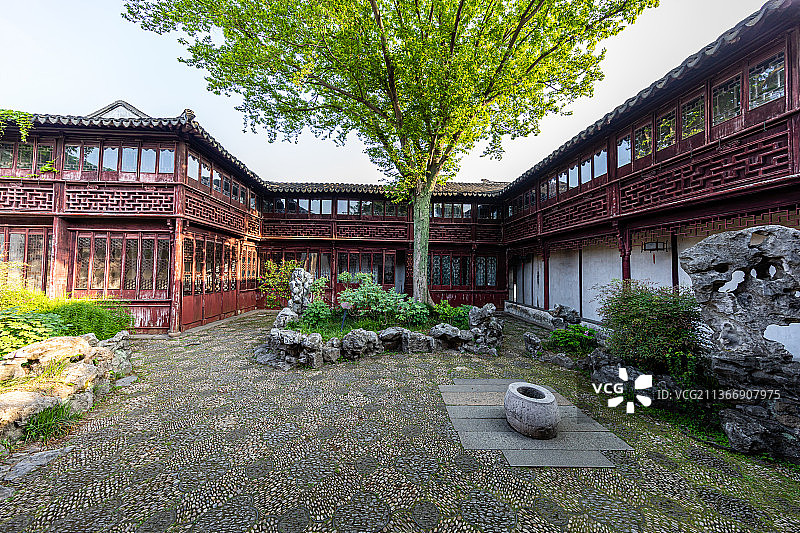 江苏苏州园林耦园风光图片素材
