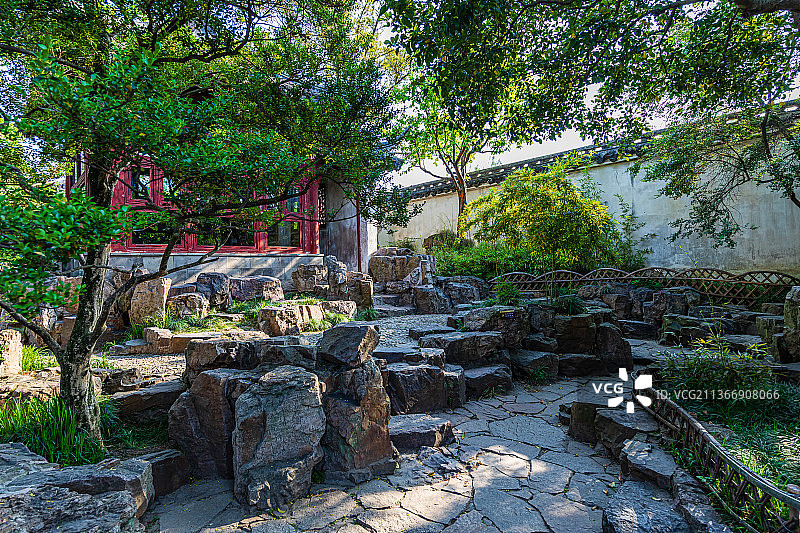 江苏苏州园林耦园风光图片素材