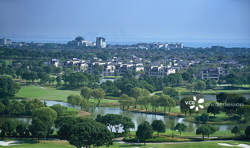 苏州太湖万豪高尔夫球场全景图片素材