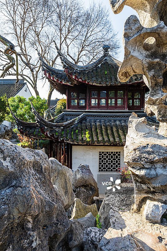 江苏苏州园林狮子林春季风光图片素材