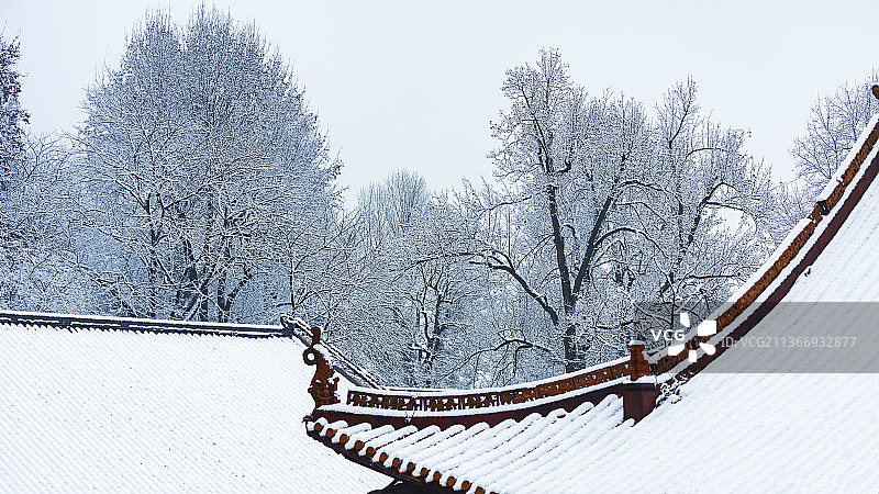 麓山寺雪景图片素材
