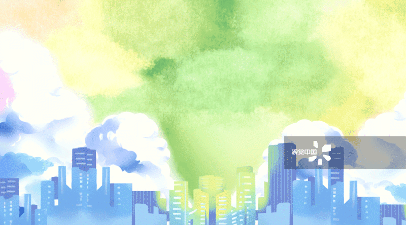 城市高楼天空变化插画GIF动图图片素材
