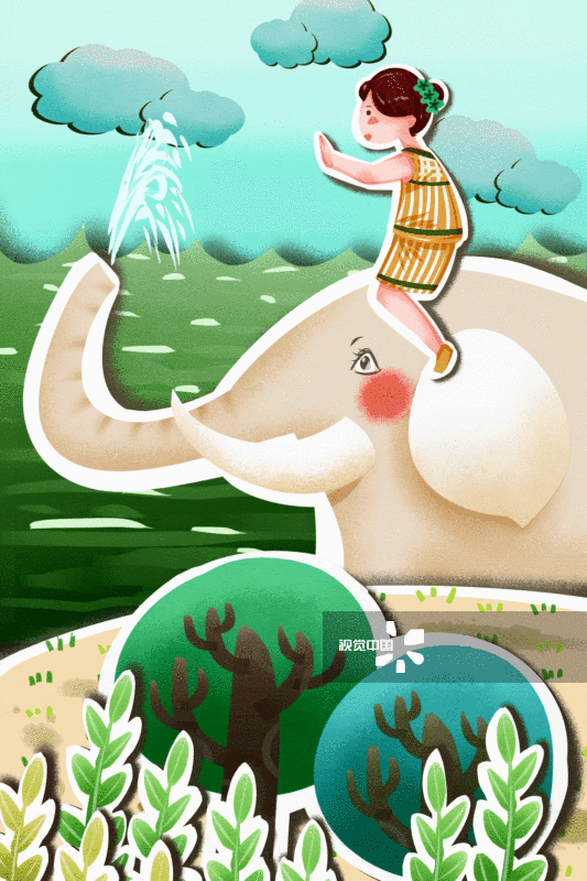 泼水节插画GIF动图图片素材