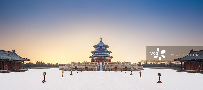 北京市东城区天坛公园天坛祈年殿冬季雪景图片素材