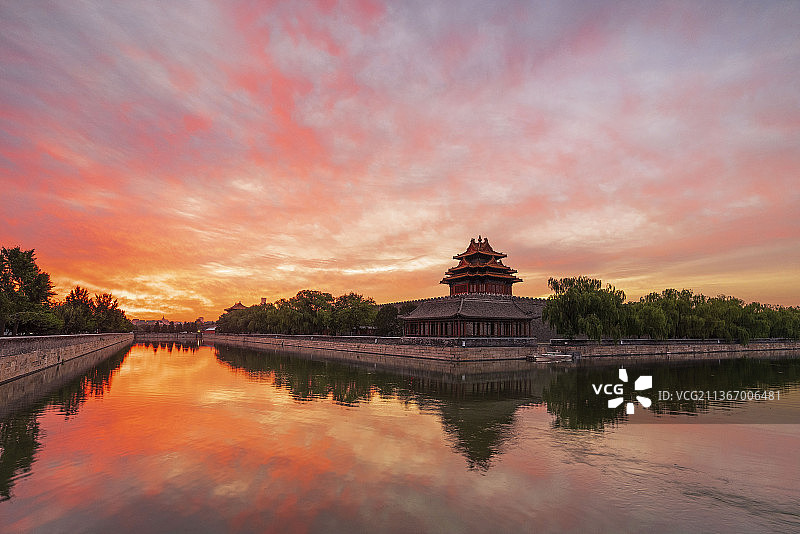 故宫角楼朝霞图片素材