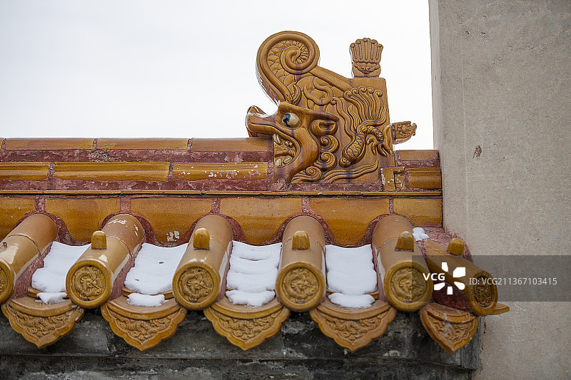 雪后地坛公园，琉璃，黄瓦图片素材