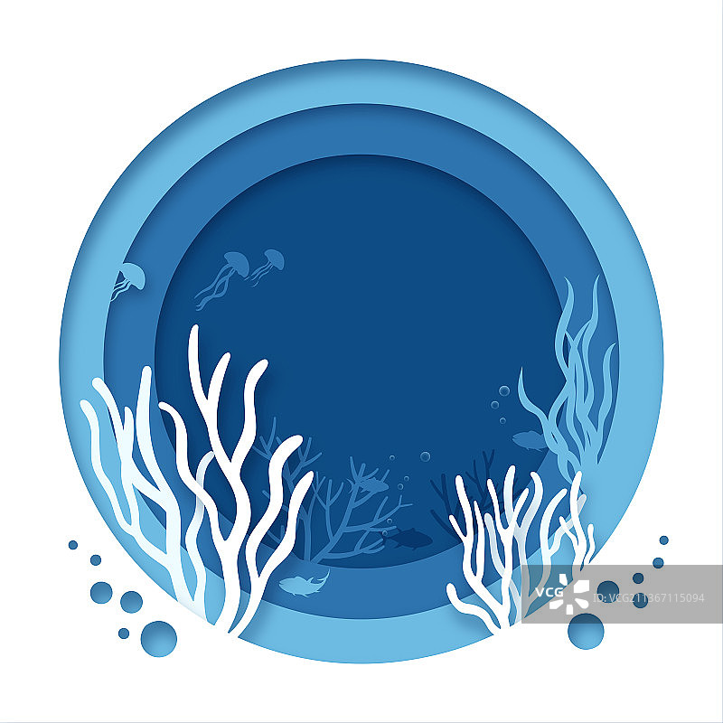 海洋植物剪纸风2图片素材