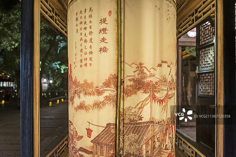 浙江嘉兴乌镇西栅昭明书院夜景图片素材