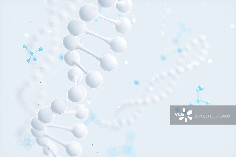 3D渲染的微观世界里的dna结构图片素材