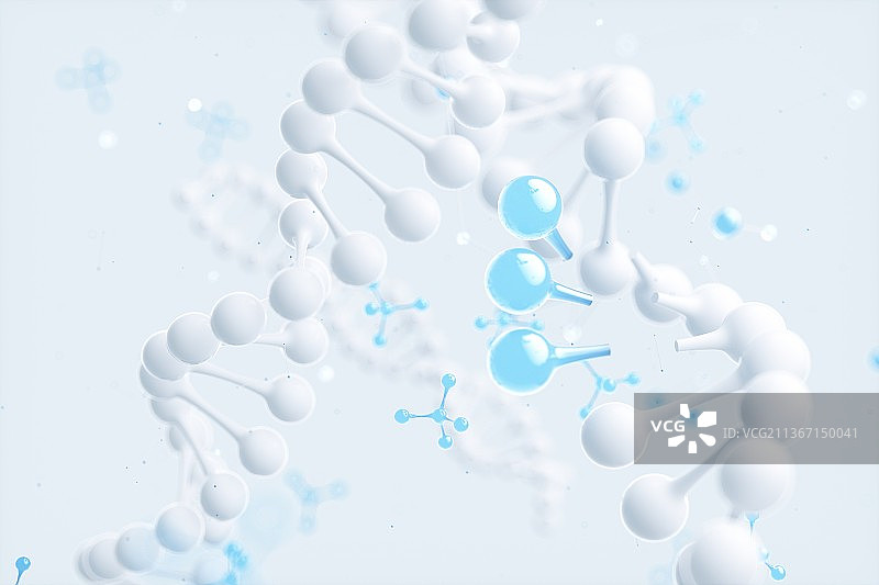 3D渲染的微观世界里的dna结构图片素材