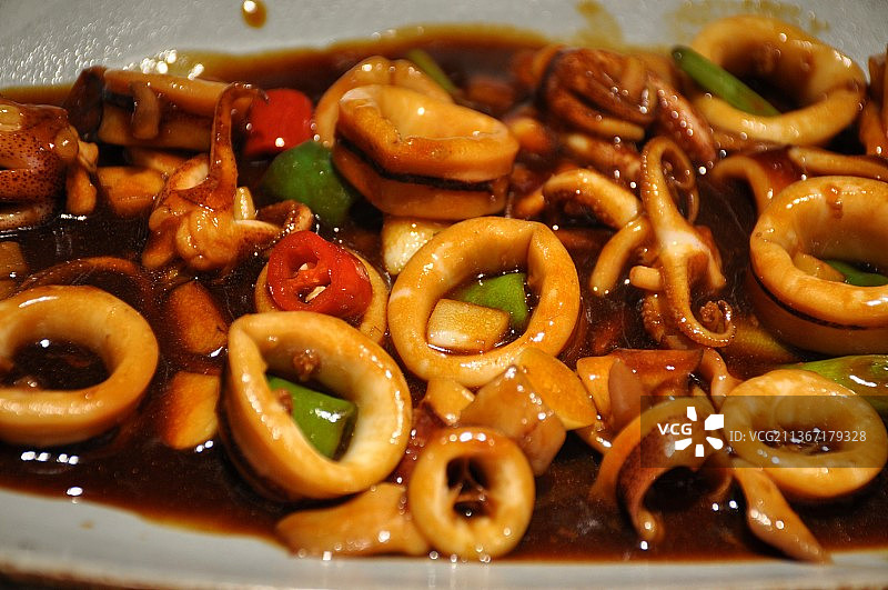 潮州小炒鱿鱼圈图片素材